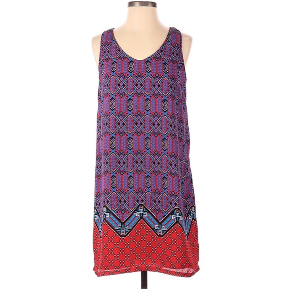 Saint Tropez West Geometric Sleeveless Shift Dress - Picture 1 of 12